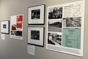 color photo of exhibit panels on a gallery wall
