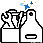 Decorative; icon of a toolbox