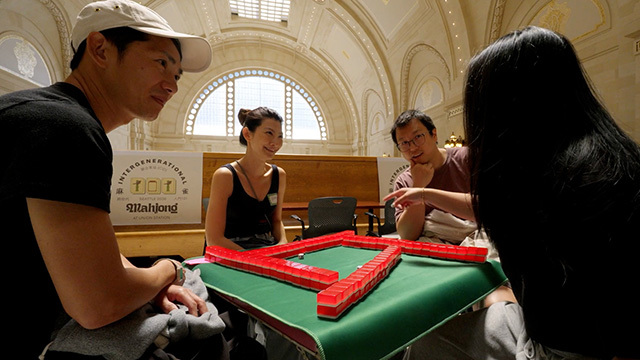 Players enjoy mahjong at Union Station