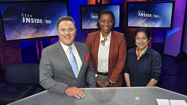 Brian Callanan with Council President Joy Hollingsworth and Councilmember Maritza Rivera.