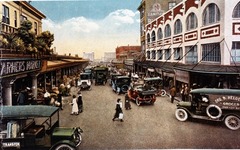 Color postcard of Pike Place Market, 1913