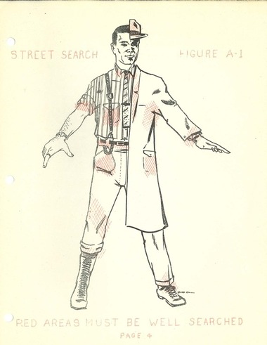 SPD street search illustration indicating where on a person to search
