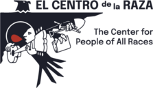 Sub text reads "The Center for All People", image in left corner is of abstract person and hands holding guitar, shovel, and books., 