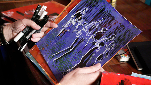 A purple sketch of a Seattle band
