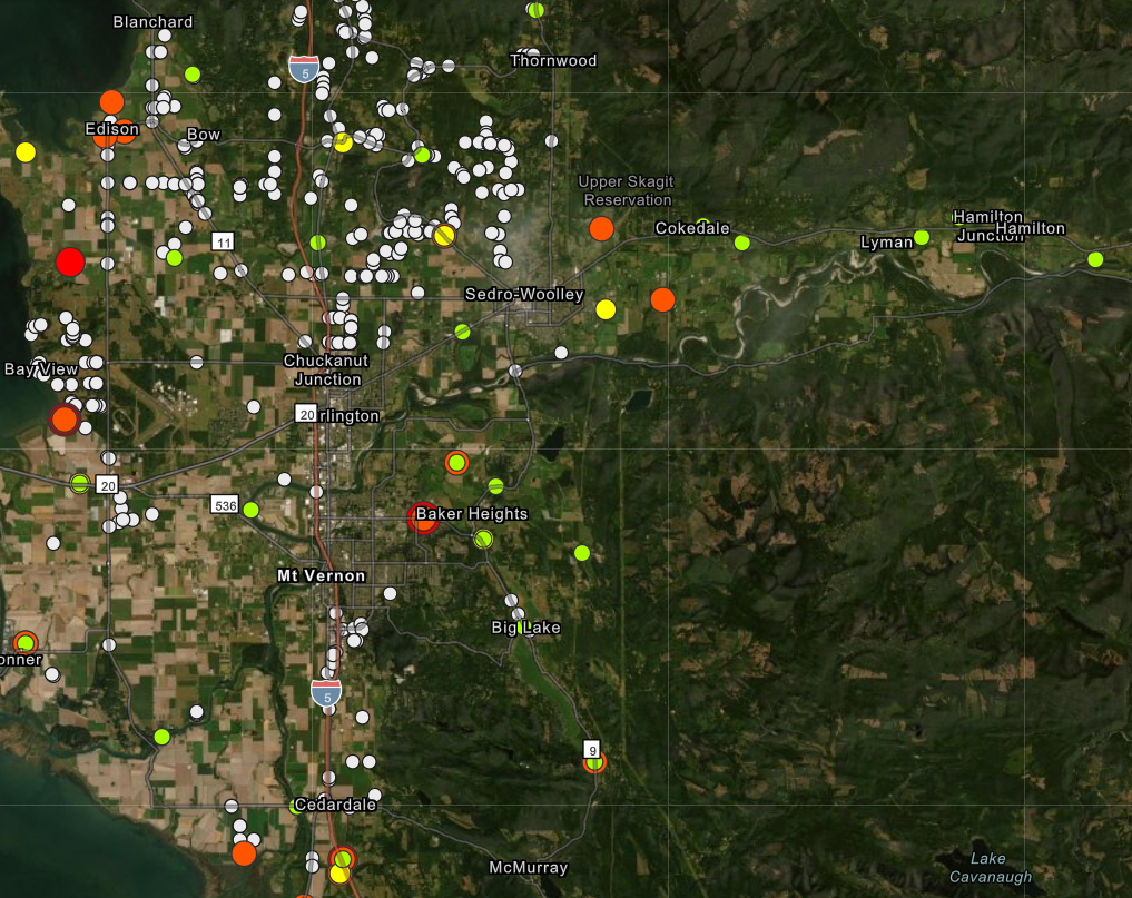 Map of water quality results