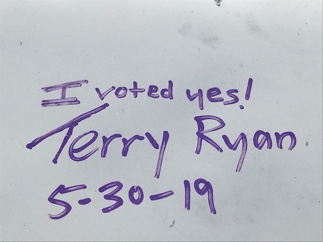 I Voted Yes - Terry Ryan's Note