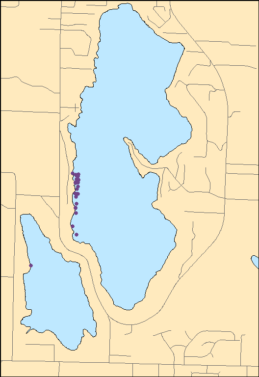 Map of milfoil plant locations