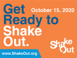 Advertisement for 10-15-2020 Great Shake Out Earthquake Drill