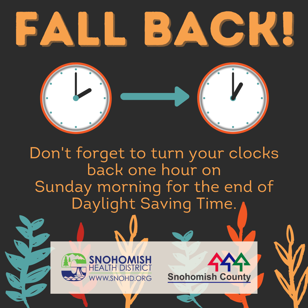 Turn clocks back one hour for end of Daylight Saving Time