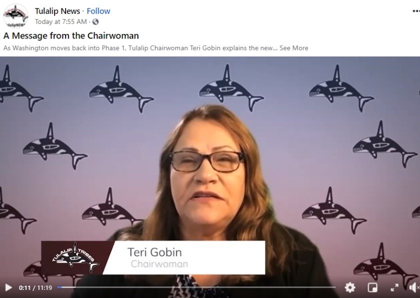 Screenshot from Tulalip News Facebook video on 11-17-2020