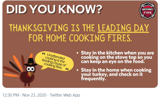 Infographic on fire safety for Thanksgiving