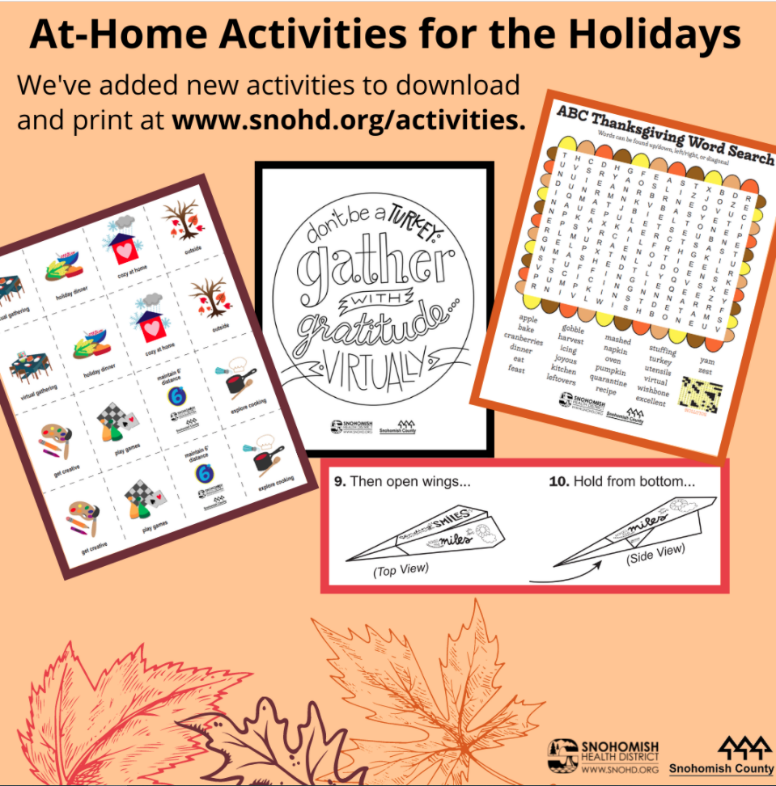 At home holiday activities from Snohomish Health District