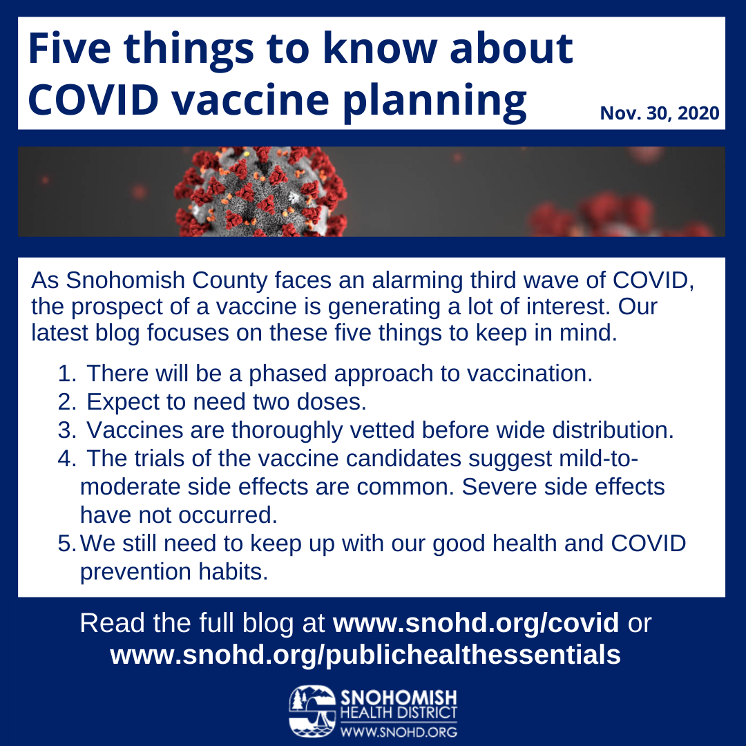 Infographic on vaccine planning by Snohomish Health District