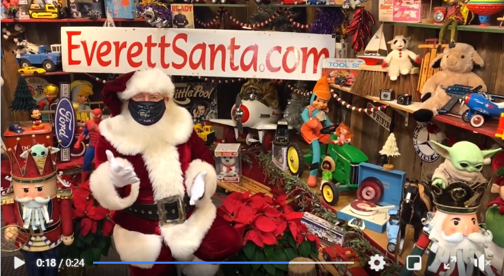 Screenshot of special message from Santa to wear masks