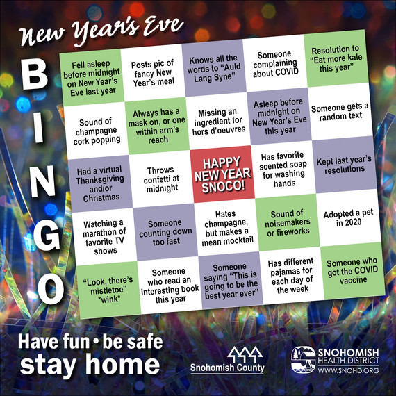 New Year's Eve BINGO board