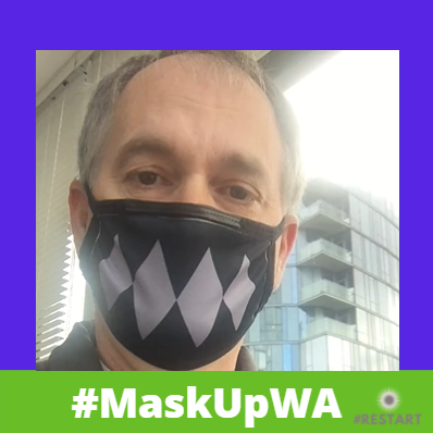 Screenshot of #MaskUpWA social media video featuring Mike with the Master Builders Assn of King and Snohomish Counties