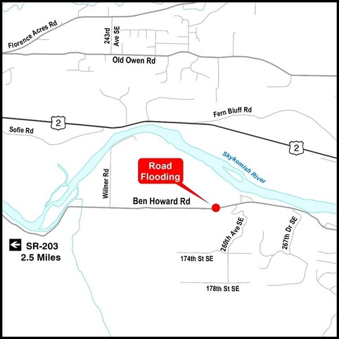 Map of Ben Howard Rd effected by flooding