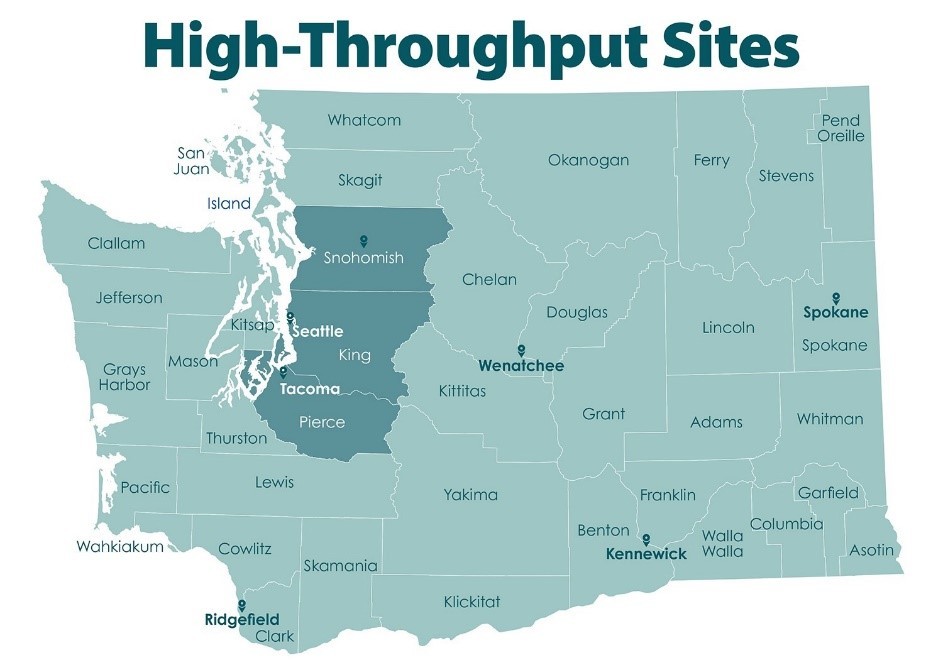 Screenshot of mass vaccination sites in Washington state