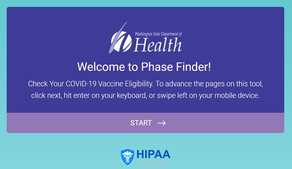 Screenshot of welcome page to Phase Finder for WA vaccination phase