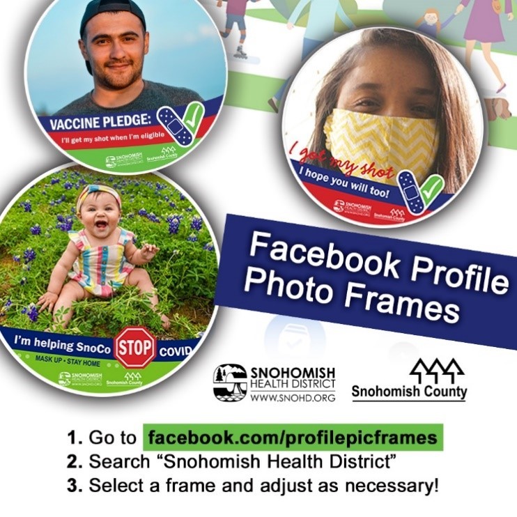 Infographic on how to add a COVID Facebook profile picture frame