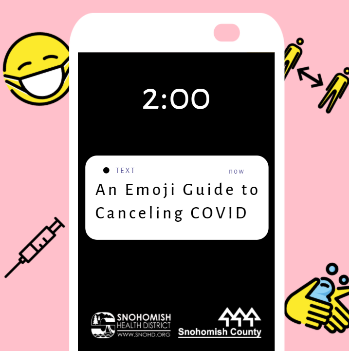 Screenshot from social media video using emojis to cancel COVID
