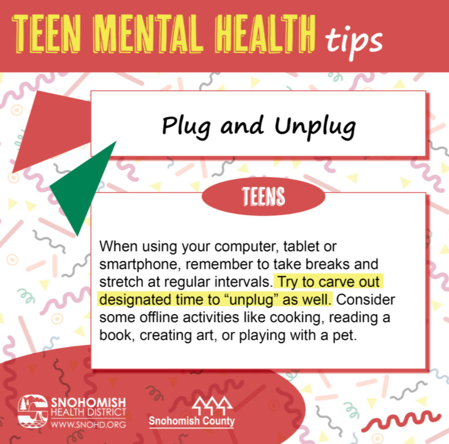 Mental health tip for teens on unplugging from electronics and social media