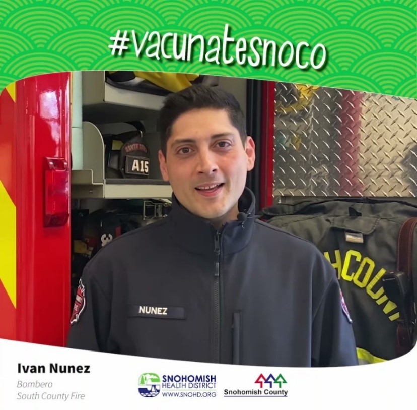 Screenshot of social media video to encourage vaccination by Fire Fighter Ivan Nunez
