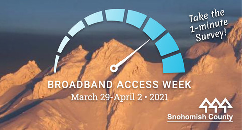 Broadband Access Week poster showing mountain with spedometer