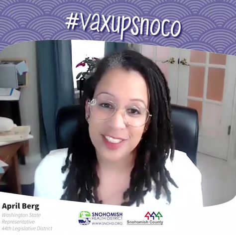 Rep. April Berg vax up video image