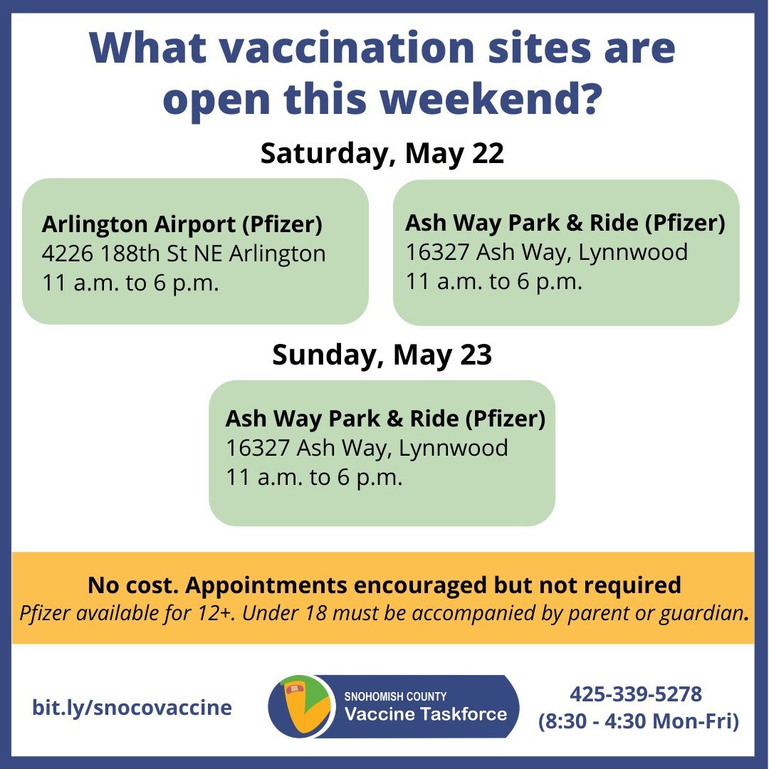 Weekend vaccination sked 5-21-21