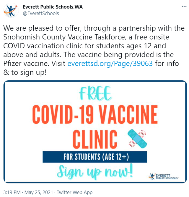 Everett Public Schools vax clinic_Evergreen Middle