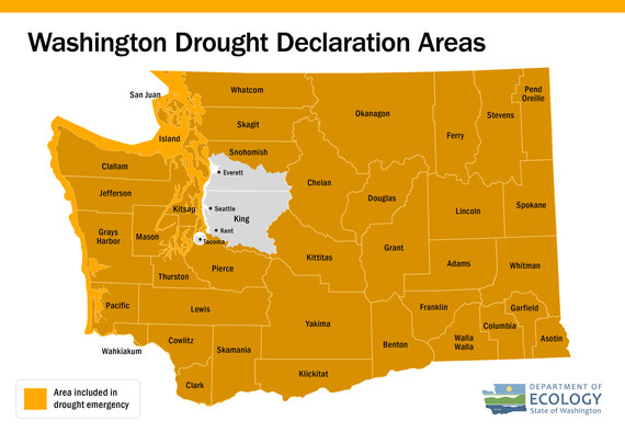 Drought emergency map for Washington