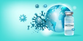Graphic of COVID vaccine and the world