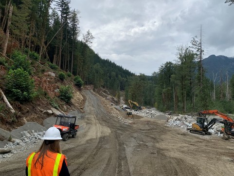 Photo of construction restoring a route for essential travel on Index Galena Road