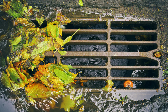 Leaves and debris can block a storm drain