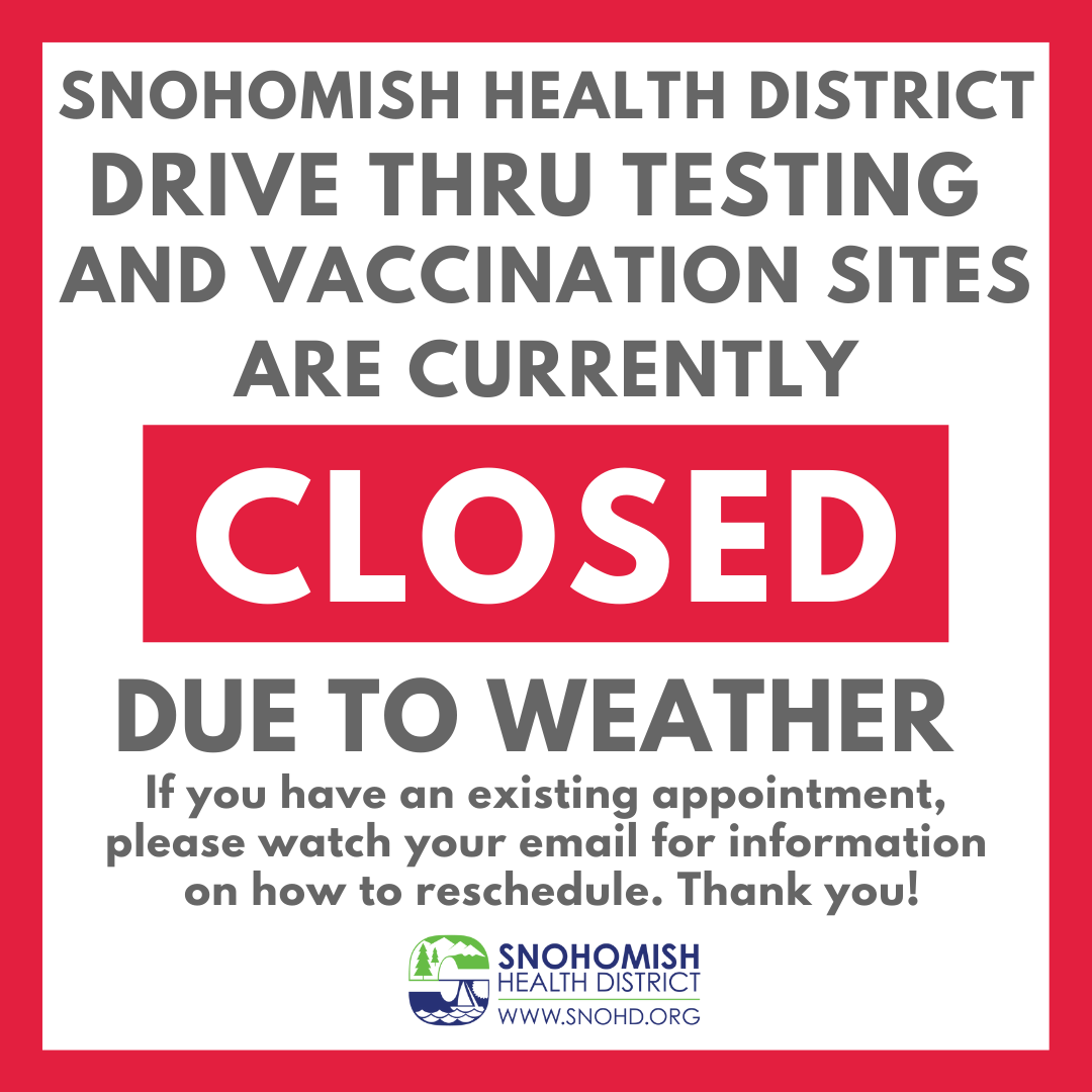 Notice of testing and vaccination sites closed due to inclement weather 12-28-2021