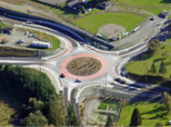 aerial photo of a roundabout in Snohomish County