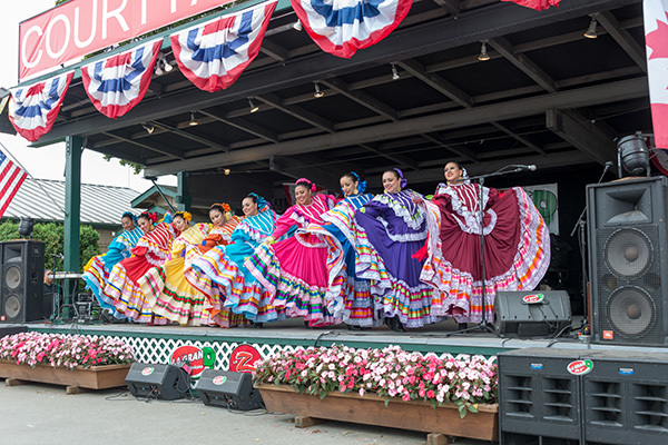 Mexican folkloric dancers on a stage