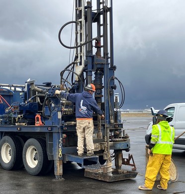 Contractors take a core sample from the East GA ramp