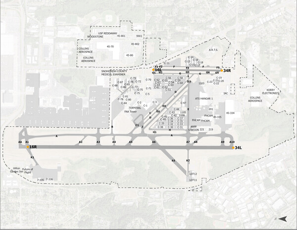 Aerial map of Paine Field generated by GIS