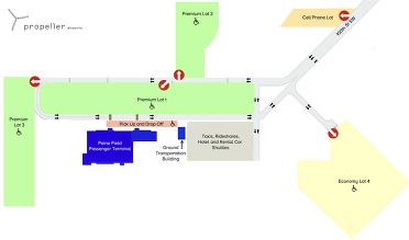 Map of Parking Lots and the relocated Cell phone lot at Paine Field Airport