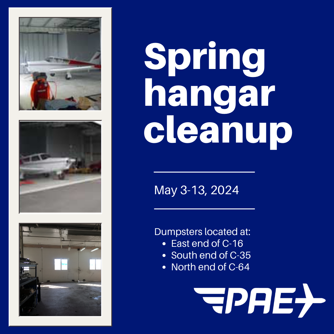 Spring hangar clean up scheduled May 3-13