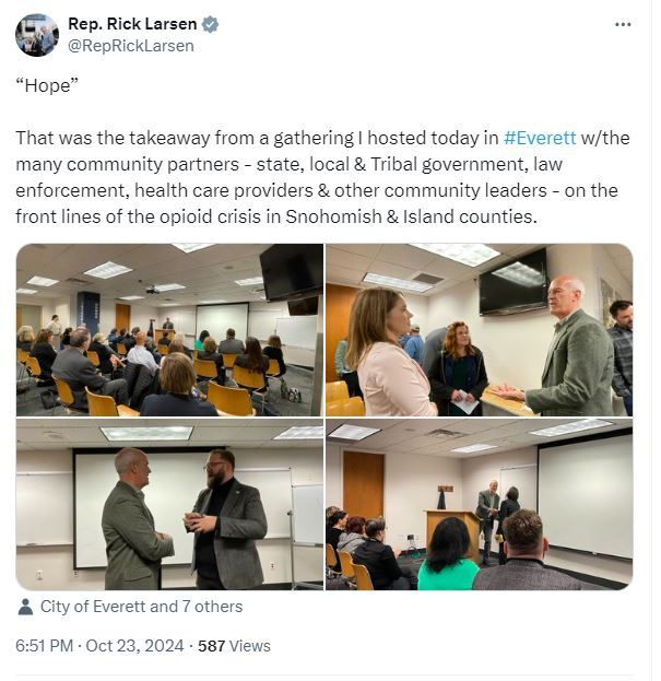 Rep. Rick Larsen X(Twitter) post on drug crisis meeting in Everett.