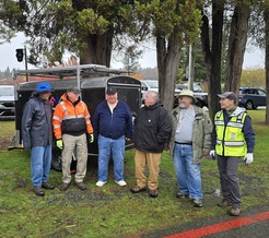 Six ACS volunteers and a MITRU trailer.