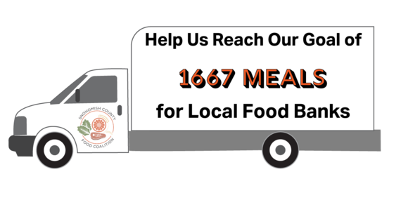 1667 meals is our goal for the food drive- graphic of a truck with it written on the side. 