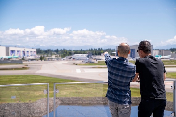 Two visitors at Boeing Future of Flight