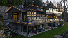 House with Holiday Lights on it. 