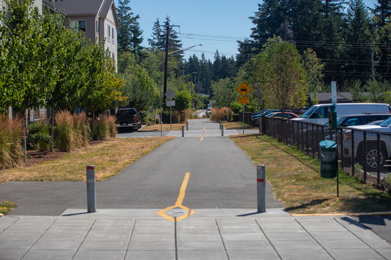 A paved stretch of the interurban trail.