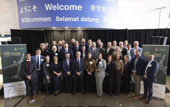 Attendees gather at Boeing Future of Flight on January 8 to celebrate the launch of the Cascadia Sustainable Aviation Institute.