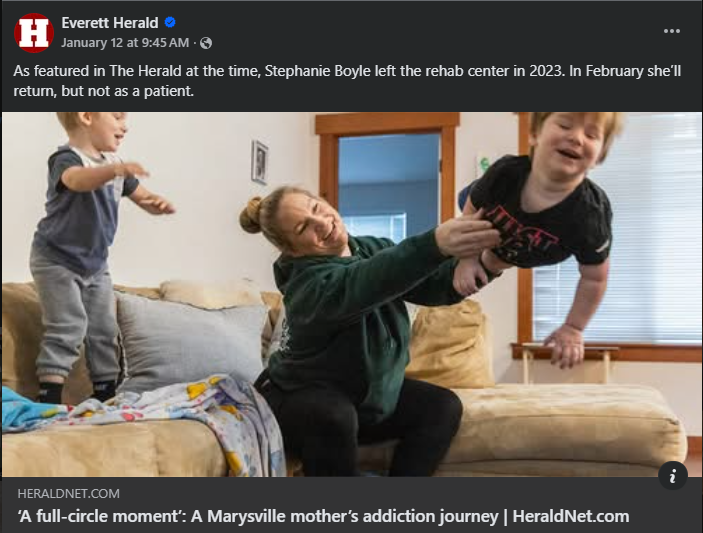 Facebook post of Marysville mother's full-circle moment.